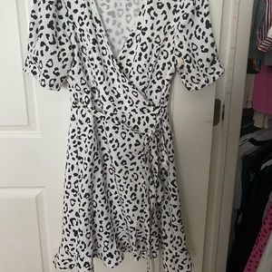 Black and White Cheetah print wrap dress